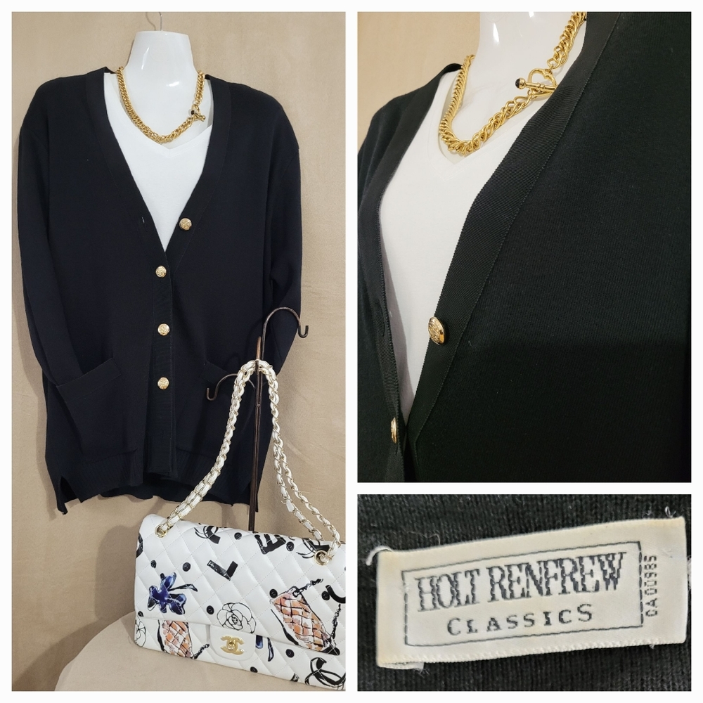 Holt Renfrew Black Cardigan Sweater